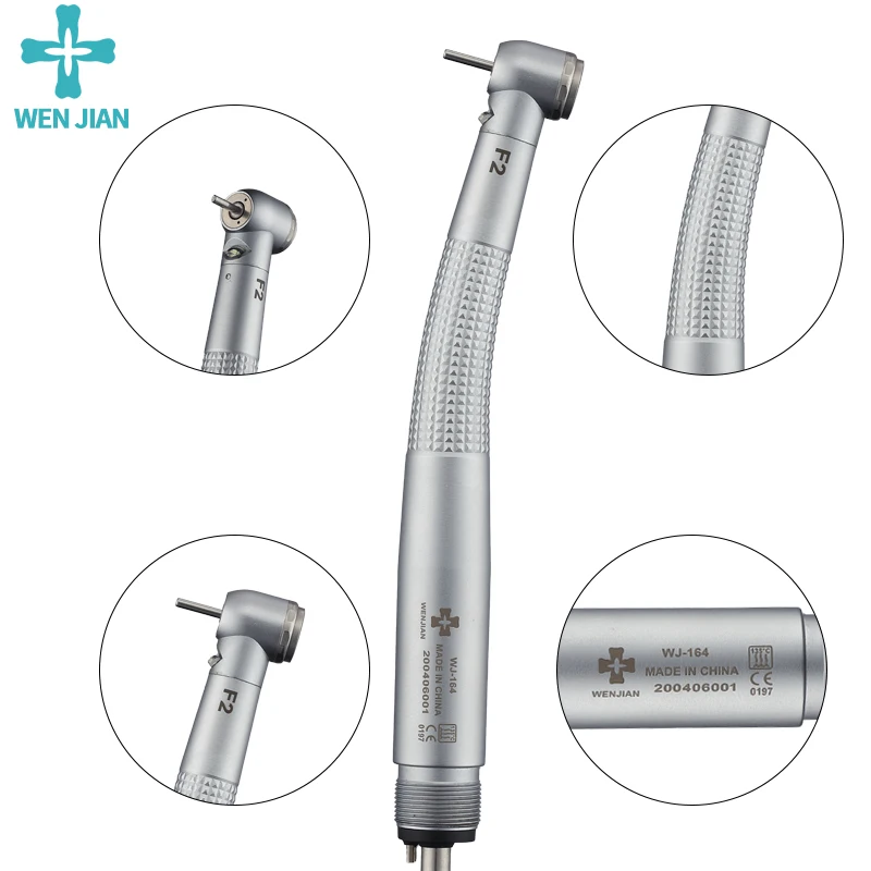 WenJian Dental 2/4 Hole Feri High Speed LED Light Handpiece Triple Water Spray Anti Back Suction Design Dentistry Tool Air Motor