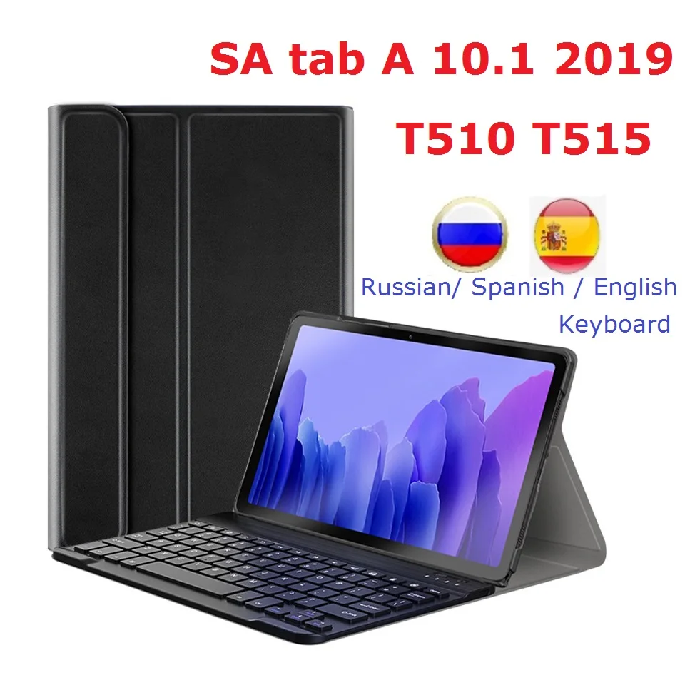 

Tab A 10.1 Russian Spanish Keyboard For Samsung Tab A 10.1 2019 SM-T510 T515 Case with Keyboard Wireless for Samsung T510 Cover