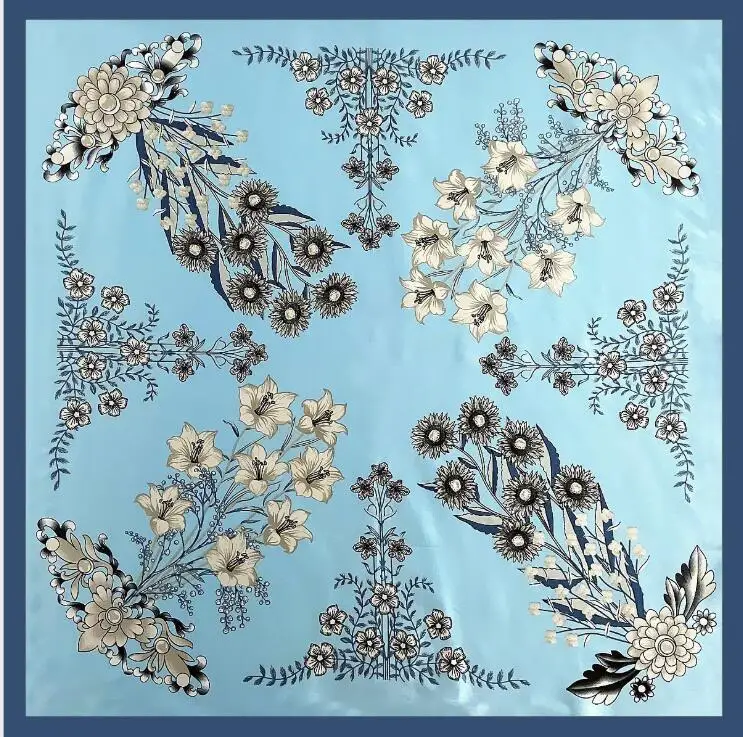2020 NEW 90*90cm Luxury Brand Women Silk Scarves Plaid Horse Square Scarves Spring Summer Shawls For Ladies