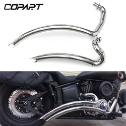 For Yamaha V Star Dragstar 1100 XVS1100 Slash Cut Exhaust System Pipe Baffle Drag Pipes With Muffler Removable Silencers Chrome