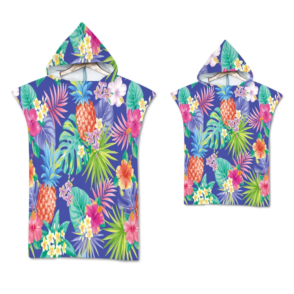 Serviette de plage florale en microcarence à séchage rapide, serviette de bain, poncho de surf, peignoir personnalisé, plantes tropicales, piscine, proxy