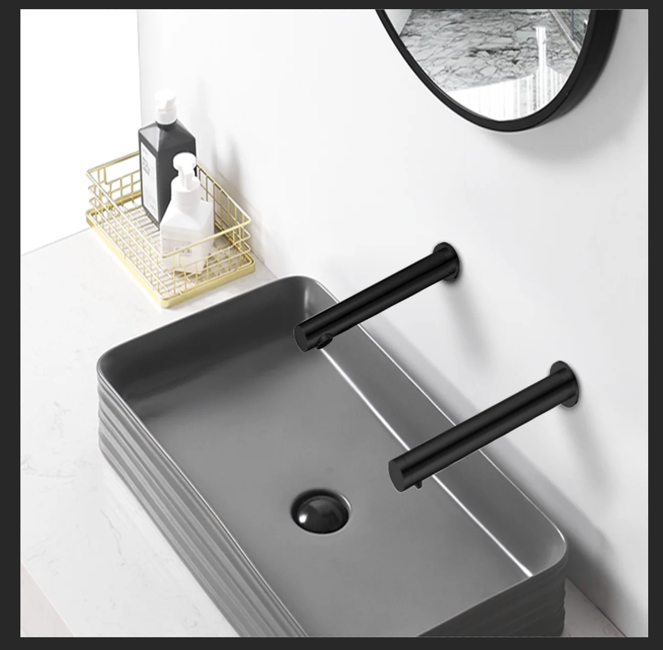 59# brass chrome/ matte Black wall mounted Drip sensor soap dispenser, chrome/matte black automatic sensor faucet