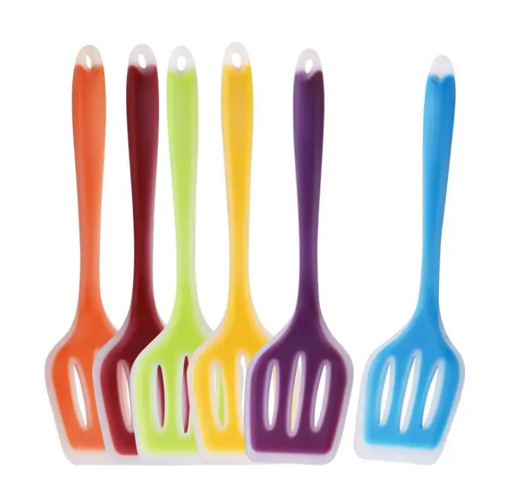 Silicone Slotted Turner Spatula Slotted Egg Turner Heat Resistant Non Stick Large Soup Spoon Half See Through SN110