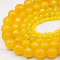 4mm 6mm 8mm 10mm 12mm Faceted South America Yellow Chalcedony Round Loose Beads Accessory Parts jewelry Natural Stone wholesale
