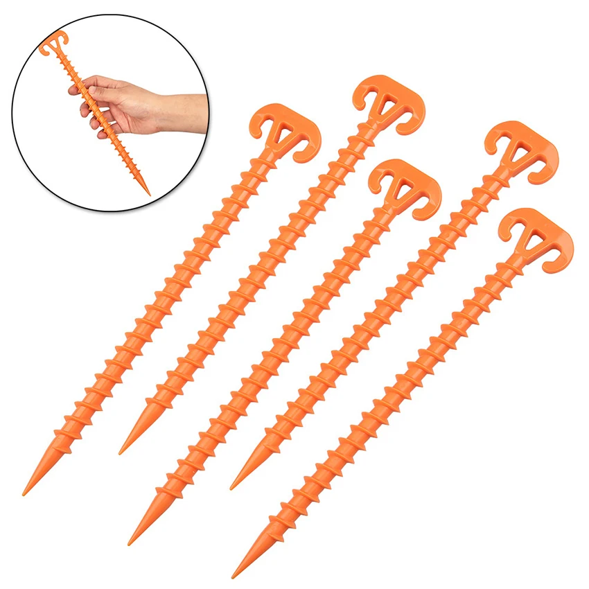4PCS Unbending Shofar Tent Nails Windproof Rainproof Tarpaulin Tixed Screw High Strength Outdoor Camping Beach Tent Stakes Nails