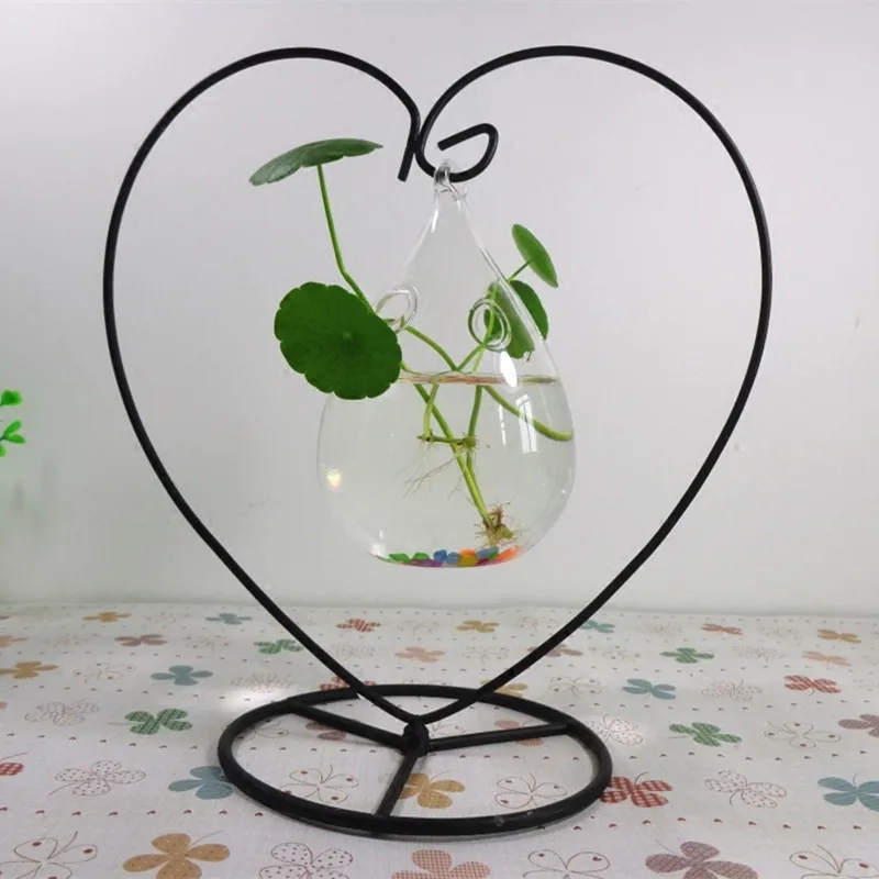 1set/pack Glass Terrarium Vase 7*12cm Water Drop with 2 small holes Hanging Glass Vase Wedding Decorative