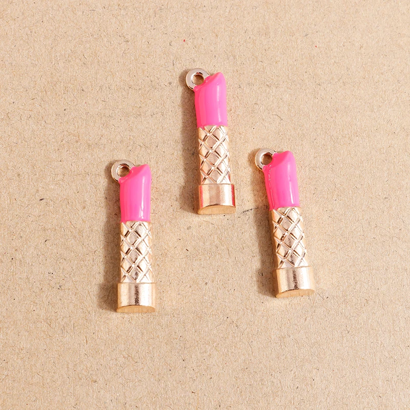 10 stücke 9*33mm Emaille Mini Make-up Lippenstift Charms Anhänger für Ohrringe Halsketten DIY Schmuck Herstellung Zubehör liefert – Detail 4