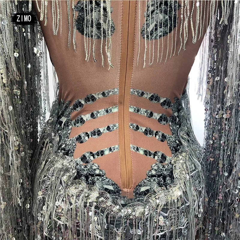 Sparkly sequins Fringe Bodysuit Women sexy Dancer Show Leotard Celebrate Outfit Prom Bar Birthday  party DJ nightclub Costumes