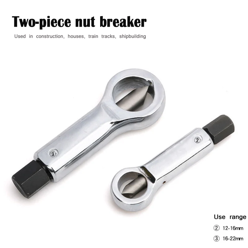 2 Pcs Duty Rost Beständig Beschädigt Mutter Splitter Entferner Rostigen Mutter Splitter Spanner Entfernen Cutter Werkzeug Stahl Universal Schlüssel