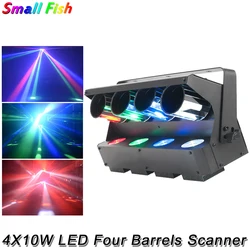 Escáner láser LED 4 en 1 para iluminación de escenario, dispositivo de escáner 4x10W, RGBW, 4 en 1, para DJ, discotecas, fiestas, Navidad, rayo móvil a todo Color, DMX512