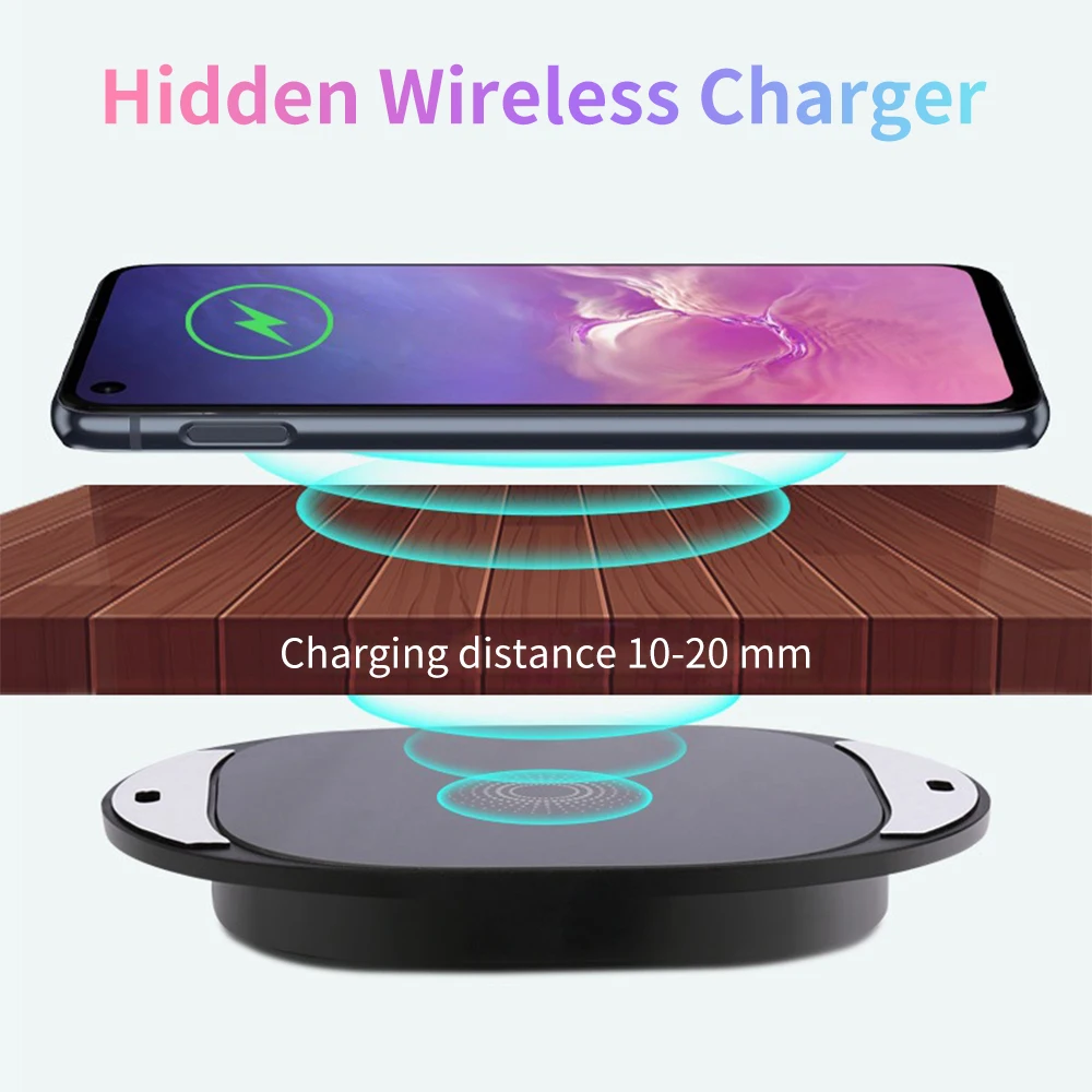 

Qi Wireless Charger for iPhone 11 Pro XS Samsung S20 Xiaomi 11 Invisible True Long-distance 25MM Wireless Charging Base