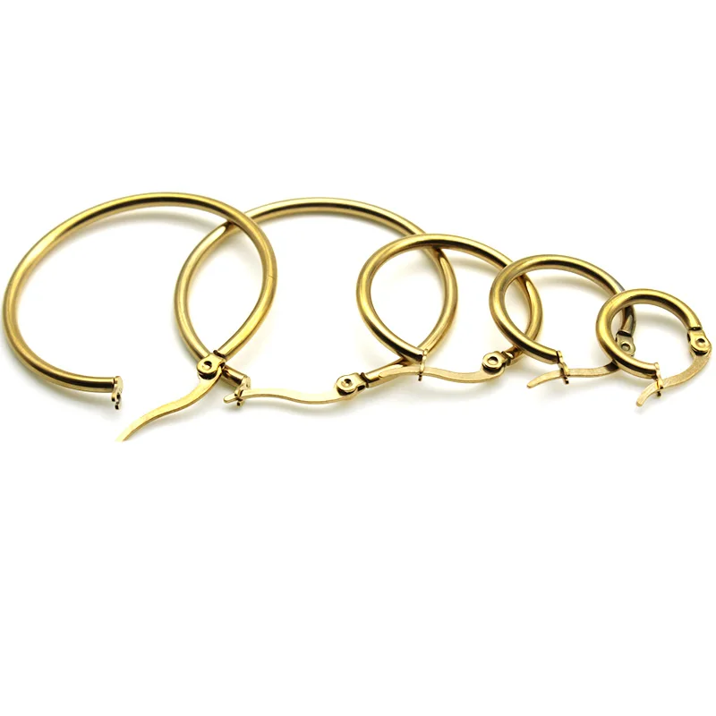 

4pcs 316 Stainless Steel Gold Plated Big Circle Hoops Earring Clasp Earwires Earring Hooks for DIY Jewelry Making Findings