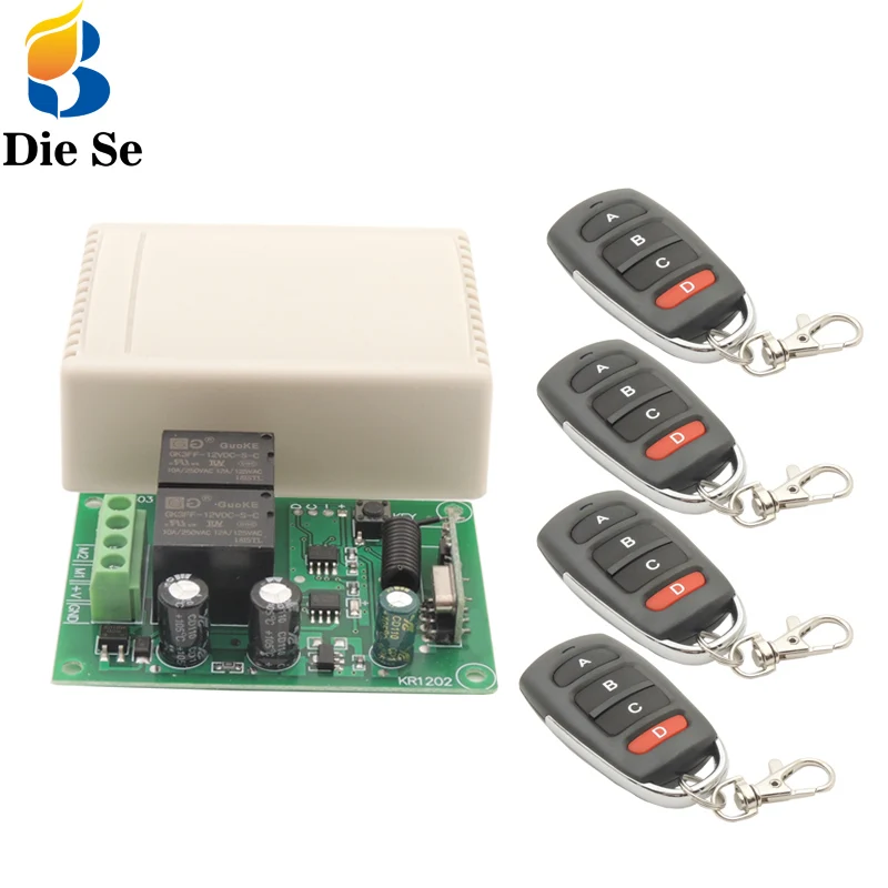 

433 MHz Universal Remote Control Switch DC 12V 2CH rf Relay Receiver and Transmitter for switch Current Positive and negative