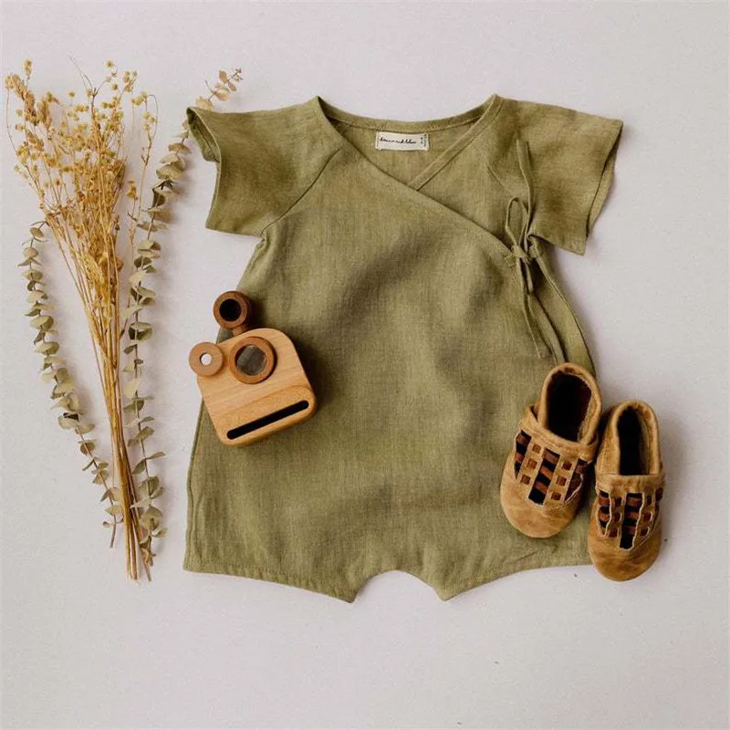 Linen Cotton Baby Boys Rompers Summer Infant Baby Bodysuit Casual Newborn Girls Jumpsuit Toddler Boys Bodysuit Overalls 0-24m