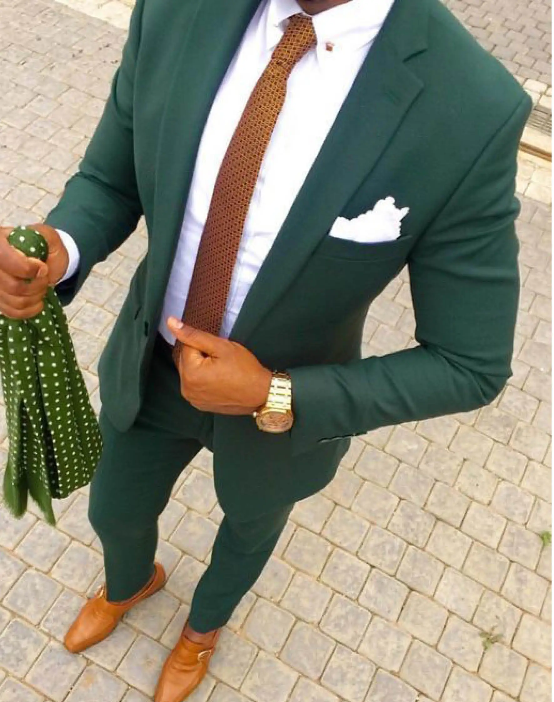 

2024 Fashion Green Men Suits For Wedding One Button Business Men Suit Men Wedding Suits 2 Pieces(Jacket+Pant) costume homme