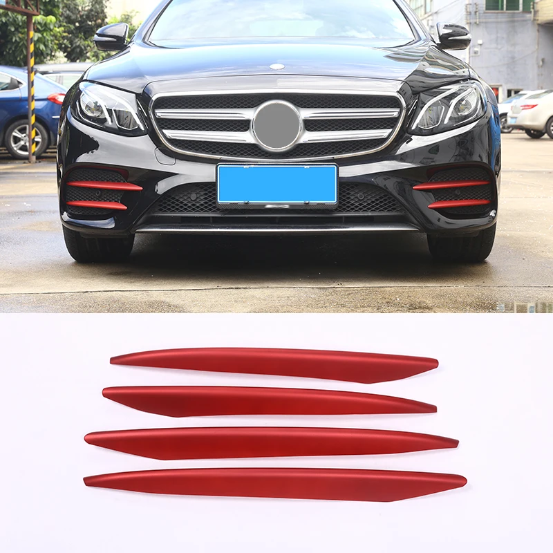 4pcs ABS Red Front Fog Lamp Cover Trim For Mercedes Benz E Class W213 E200 E300 2016 2017 2018 2019 E43 AMG Car Accessories