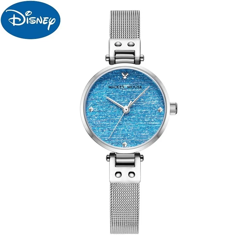 Disney Official Micky Mouse Womens Fashion Casual Japan Quartz Wristwatches Crystal Glass Lady Dress Female Mesh Bling New Clock