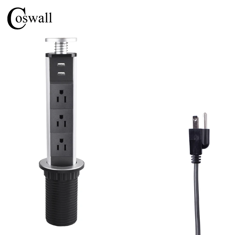 coswall soquete de mesa para cozinha e mesa soquete retratil portas usb soquete de energia plugue americano 01