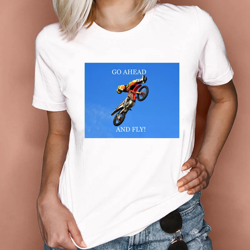 

Women Go Ahead and Fly Printed T Shirt Motorcycle Graphic Tees Funny Short Sleeve T-shirt Women Tshirt y2k tops