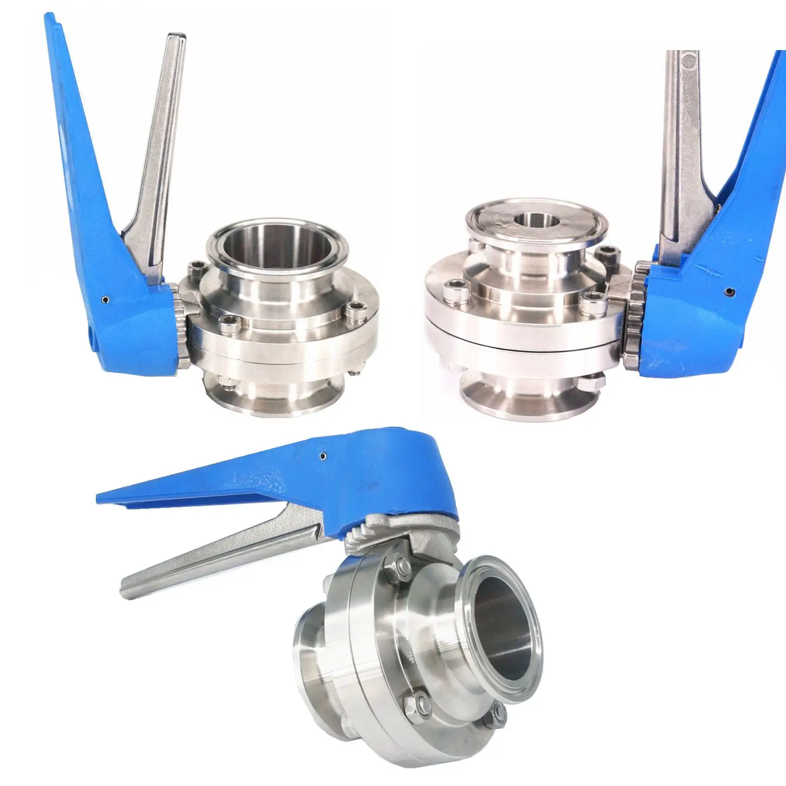 Tube O/D 19-51mm Ferrule O/D 50.5mm 64mm 304 Stainless Steel Sanitary Tri Clamp Butterfly Valve Brew Beer