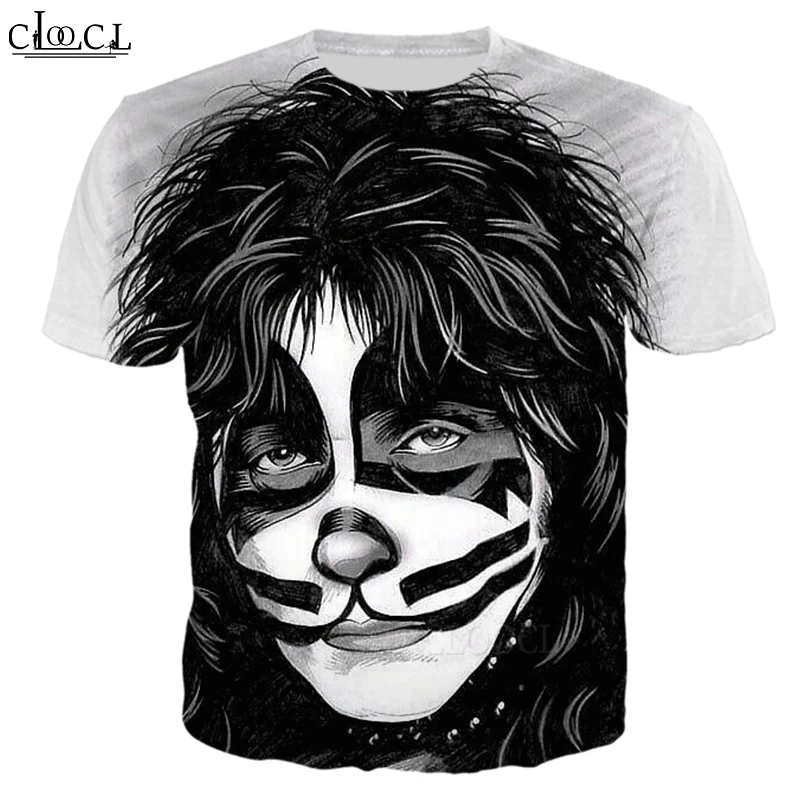 HX Newest Rock Singer KISS Band 3D Print Men Women Fashion T-shirt Harajuku Clothes Tops Oversized Tee Shirts Tops Drop Shipping