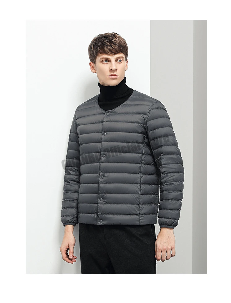 Men's Liner Duck Down Jacket O-neck Variable V-neck 2023 New Men Winter Keep Warm Collarless Ultralight Quilted Puffer Coat
