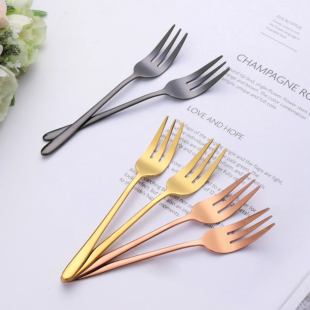 1/4/5/6Pcs Tea Forks Fruit Fork Stainless Steel Tableware Set Gold Cake Snack Salad Fork Dinnerware Cutlery Kitchen Utensils