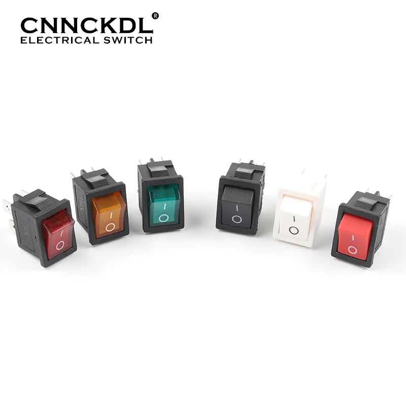 5 PCS/LOT KCD1 4 Pin 21*15mm ON-OFF Boat Car Rocker Switch 6A/250V AC 10A/125V AC With Red Blue Green Yellow Light Switch