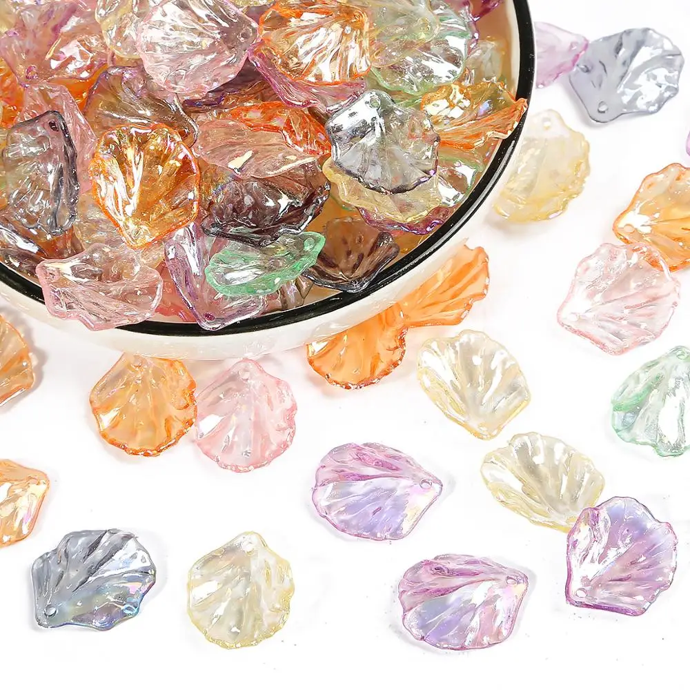 20pcs Transparent Imitation Pearls Acrylic Beads Petals Leaves Piece Charm for DIY Necklace Earrings Pendant Jewelry Making