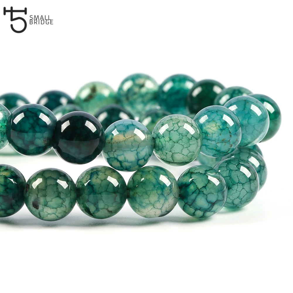 6 8 10mm Natural cracked Stone Beads For Jewelry Making Diy Accessories for bracelets Round Agates Beads Strand Wholesale S502