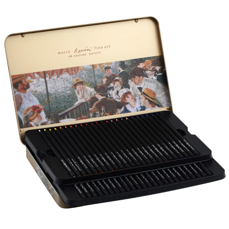 Marco Renoir Fine Professional Oily Color Pencils Coloured Drawing Pencil Set Painting Colored Pencil Set School Art Supplies