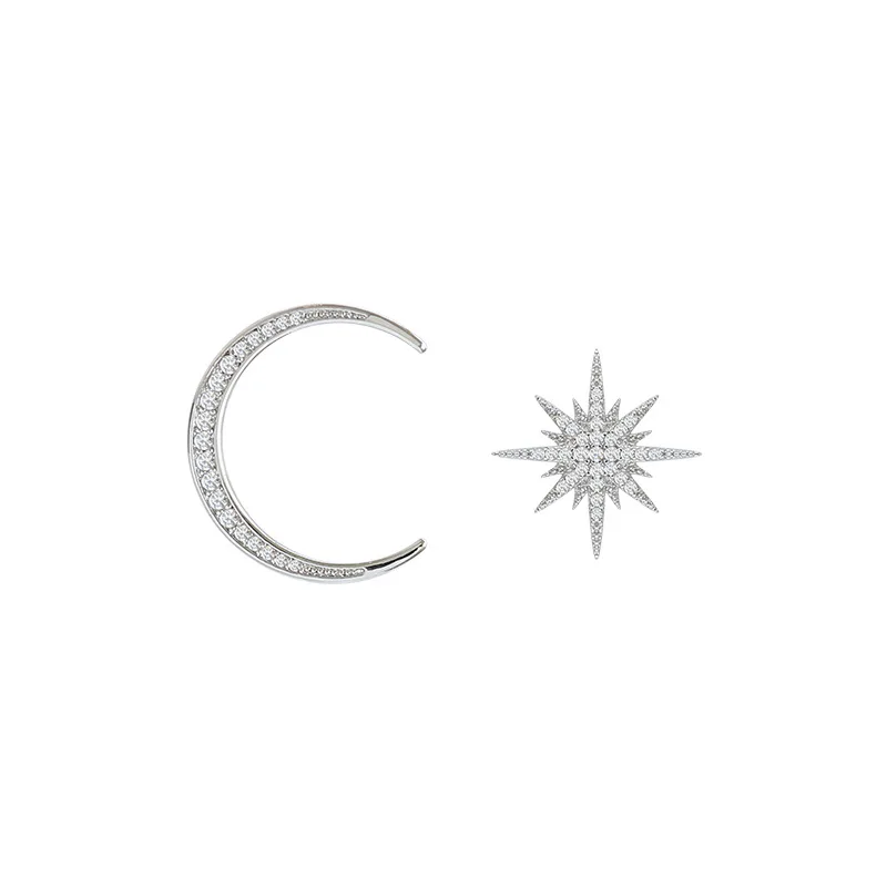 Star Moon asymmetric Earrings party temperament earrings jewelry crystal fashion surprise gift earrings for friends