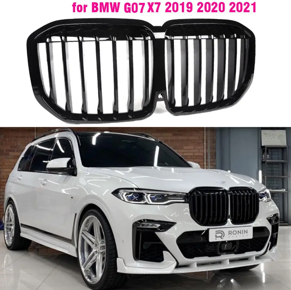 

Gloss Black Front Bumper Kidney Grill Grilles for BMW X7 G07 2019 2020 2021 xDrive30d M Sport xDrive40i xDrive50i Sport styling