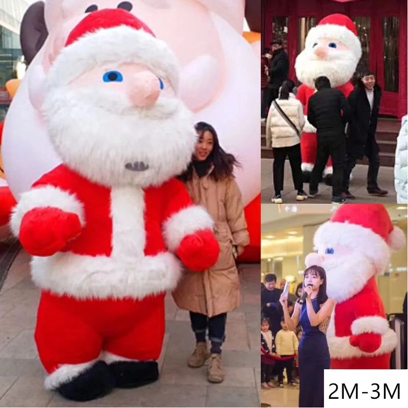 2M-3M Di Natale Babbo natale vestito di Vestito Costumi Adulti del Partito di Cosplay Della Mascotte di Gonfiabile Gioco Dress Abbigliamento Adatto 1.7m-1.9m ANNUNCIO di Natale