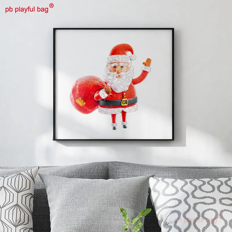 PB Playful Bag Wooden box Christmas creative gifts irregular puzzle Santa Claus Children's educational toys DIY decoration UG165