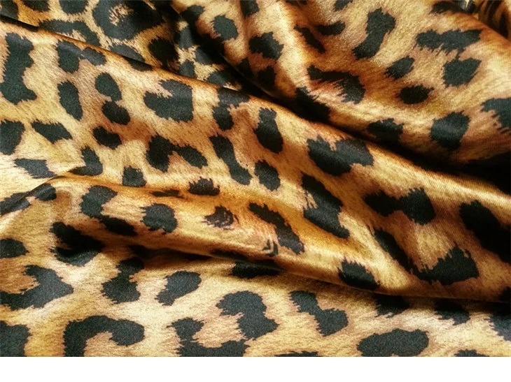 Large Stretch Satin Glossy Spandex Leopard Print Fabric Latin Dance Clothes DIY Costume Fabric