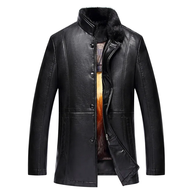 

Luxury Mens Leather Jacket Coat 100% mink Fur Fashion Men Winter Leather Jacket Man Clothes Warm Coat Fur Coat Male