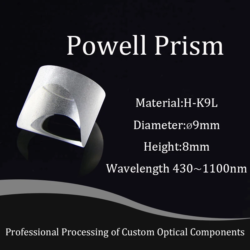 

Diameter 9mm Height 8mm One-line Laser Glass Lens Powell Prism Optical Scribing Divergence Angle 90 Degrees Material H-K9L