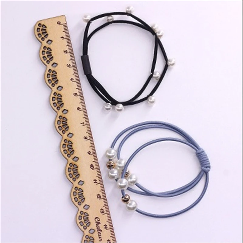 10 stücke Grundlegende Knoten Perlen Elastische Haar Bands Für Frauen Mädchen Solide Pferdeschwanz Halter Gummi Scrunchies Haar Zubehör Großhandel – Detail 9