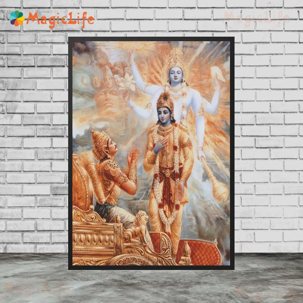 Vishnu, Brahma And Shiva Indian Gods Wall Art Canvas Painting Home Decoration Indian Hindu Devotional Vintage Poster And Prints