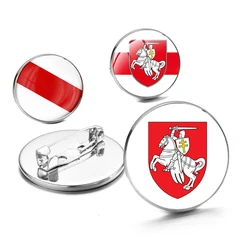 Crystal brooches badge national flag national emblem coat of arms of Belarus Lapel Pins White Knight Art Photo Glass Dome Pins