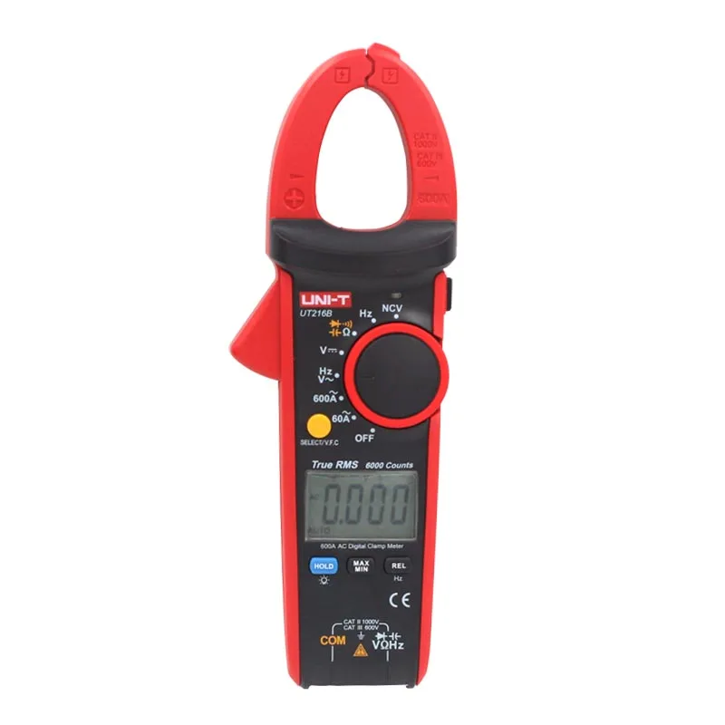 UNI-T UT216A UT216B 600A Digital Clamp Meters AC Current NCV Tester V.F.C Diode LCD Display Work Light AUTO Range Multimeters.