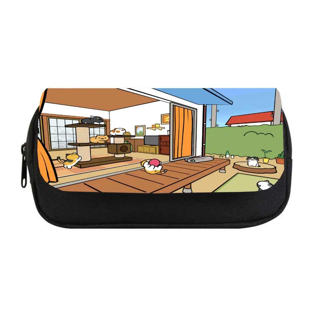 

Student Pencil case Game Neko Atsume Pencil bag Women Makeup Bag Child boys girls Pencil Case Double Zipper pencil Bag