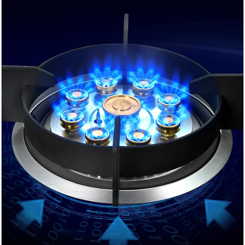 gas cooking stove 9-hole Double Burner Gas Stove Countertop Built-in Flame failure protection Liquefied gas Kitchen Gas Cooker