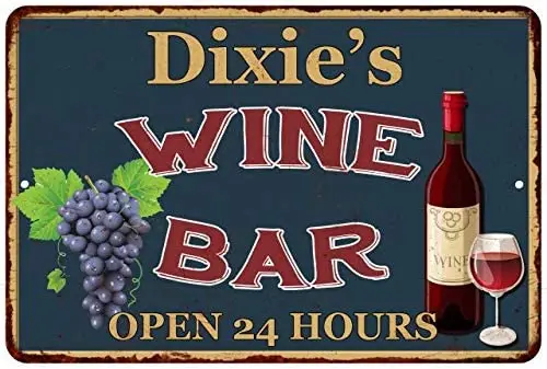 Signs Dixie's Green Wine Bar Personalized Sign Wall Decor Matte Finish Metal 116240043282