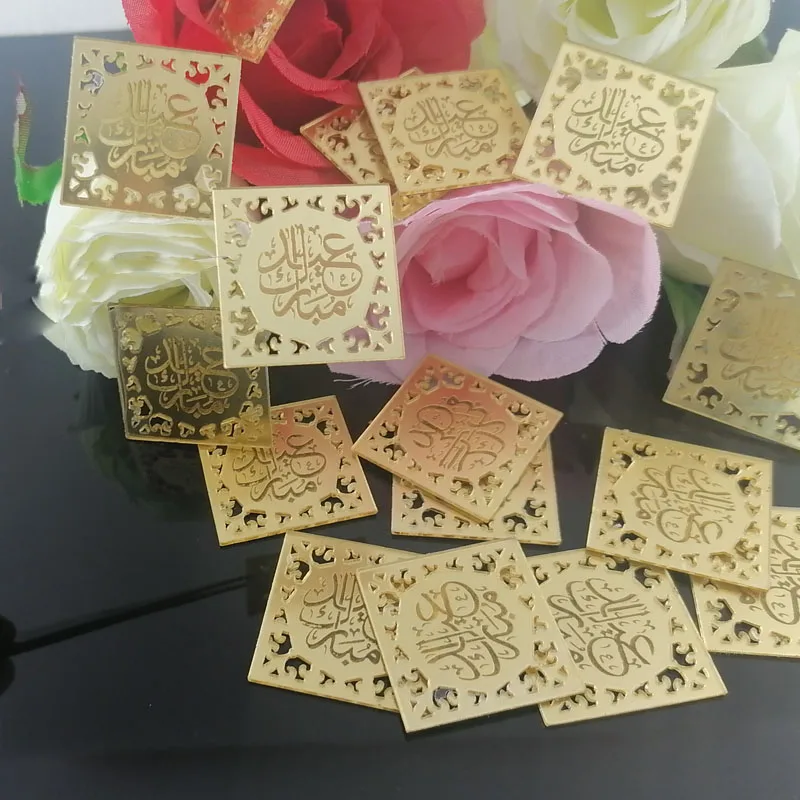 Laser Cut Engraved Hollow out Label Tags Mirror Chocolate Candy Boxes Wedding Guest Decorations Birthday Eid Kareem Supplies