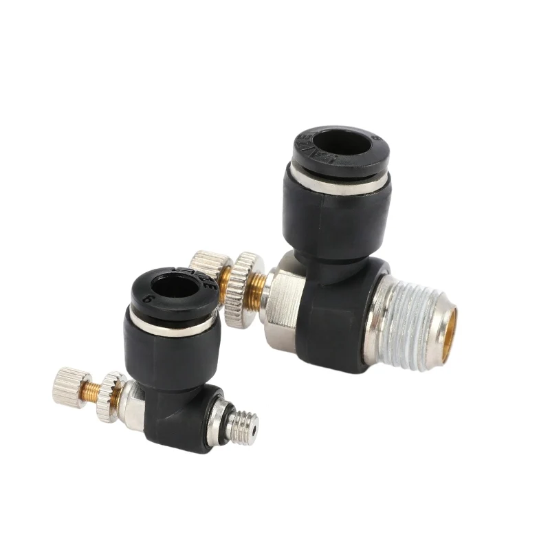 Black SL6-m3m5 Speed Regulating Switch Cylinder Regulating Valve Throttle Valve Male Threaded Pneumatic Connector Pipe Connector