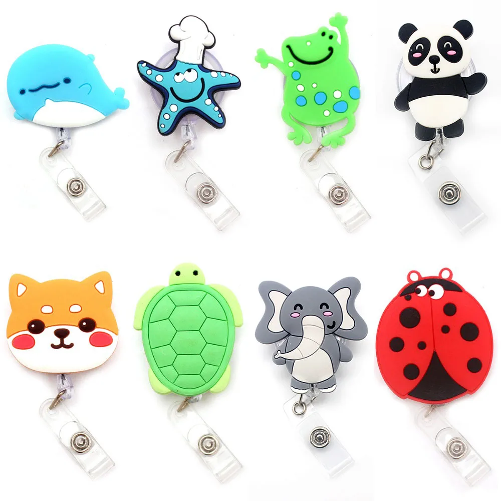 Creative Blue Mouse Animal Retractable Plastic Badge Holder Reel Exhibition ID Enfermera BoyName Card Hospital Office Chest Card