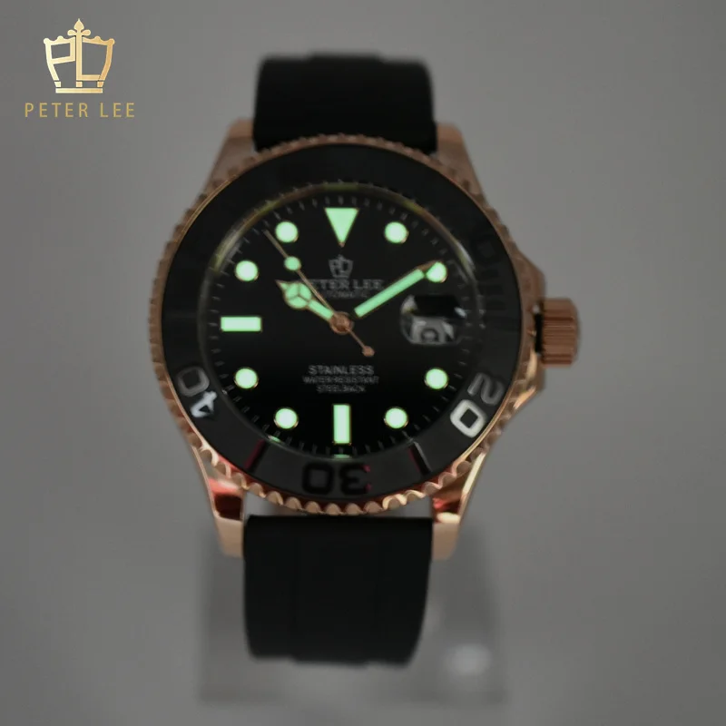 PETER LEE Top Brand Simple 42MM Luminous Automatic Watch For Men Auto Date Stainless Steel Mechanical Wristwatches Gifts