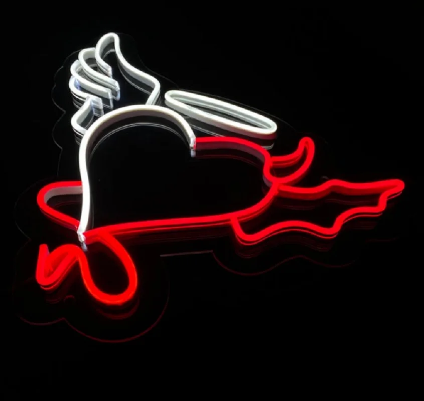 Angel and Devil Demon Led Heart Neon Sign Light Wall Hanging  for Valentine's Day Gift Wedding Decoration Home Room Bedroom